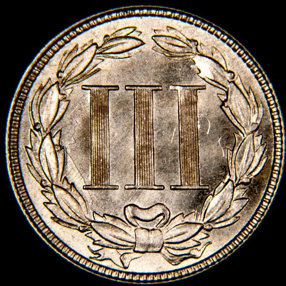 1865 III¢ Nickel - Die Clash - Longacre Doubling - Picture 2 of 2